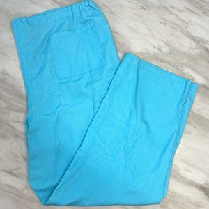 unbranded XL turquoise wide leg scrub pants drawstring aqua